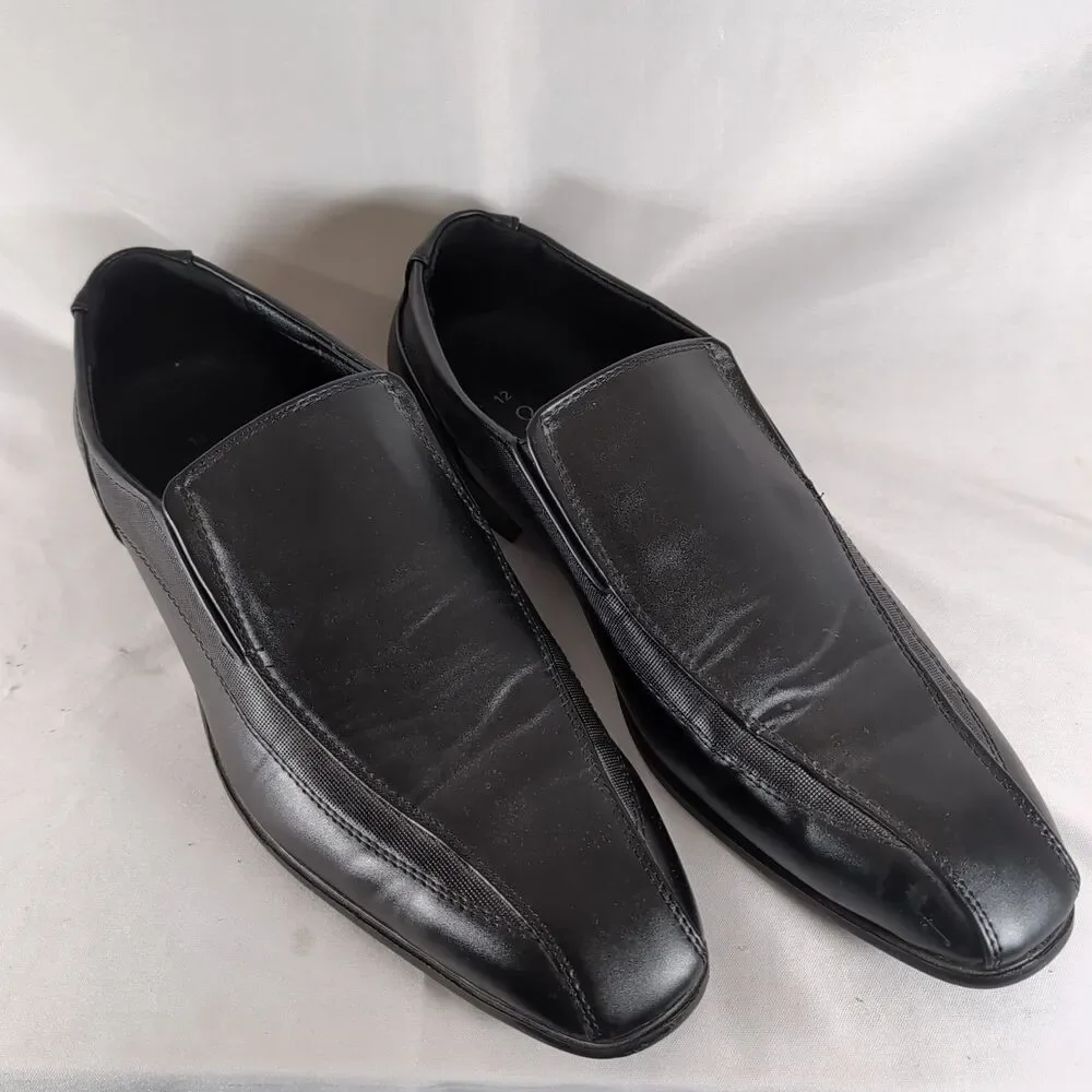 Marco Vitale Mens 12 Black Leather Loafers Slip On Dress Shoes 80074